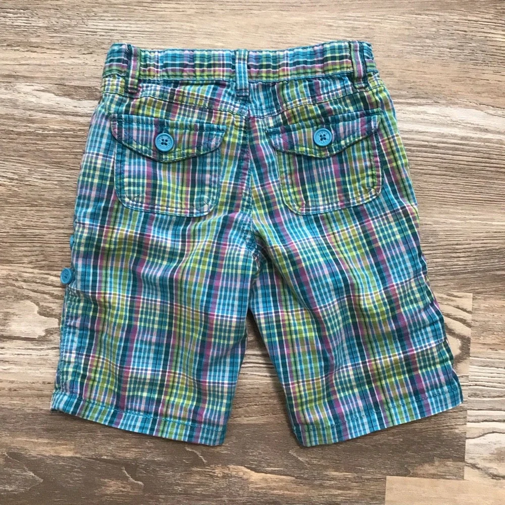 The Children’s Place Blue Plaid Roll Tab Bermuda Short Adjustable Waist 6